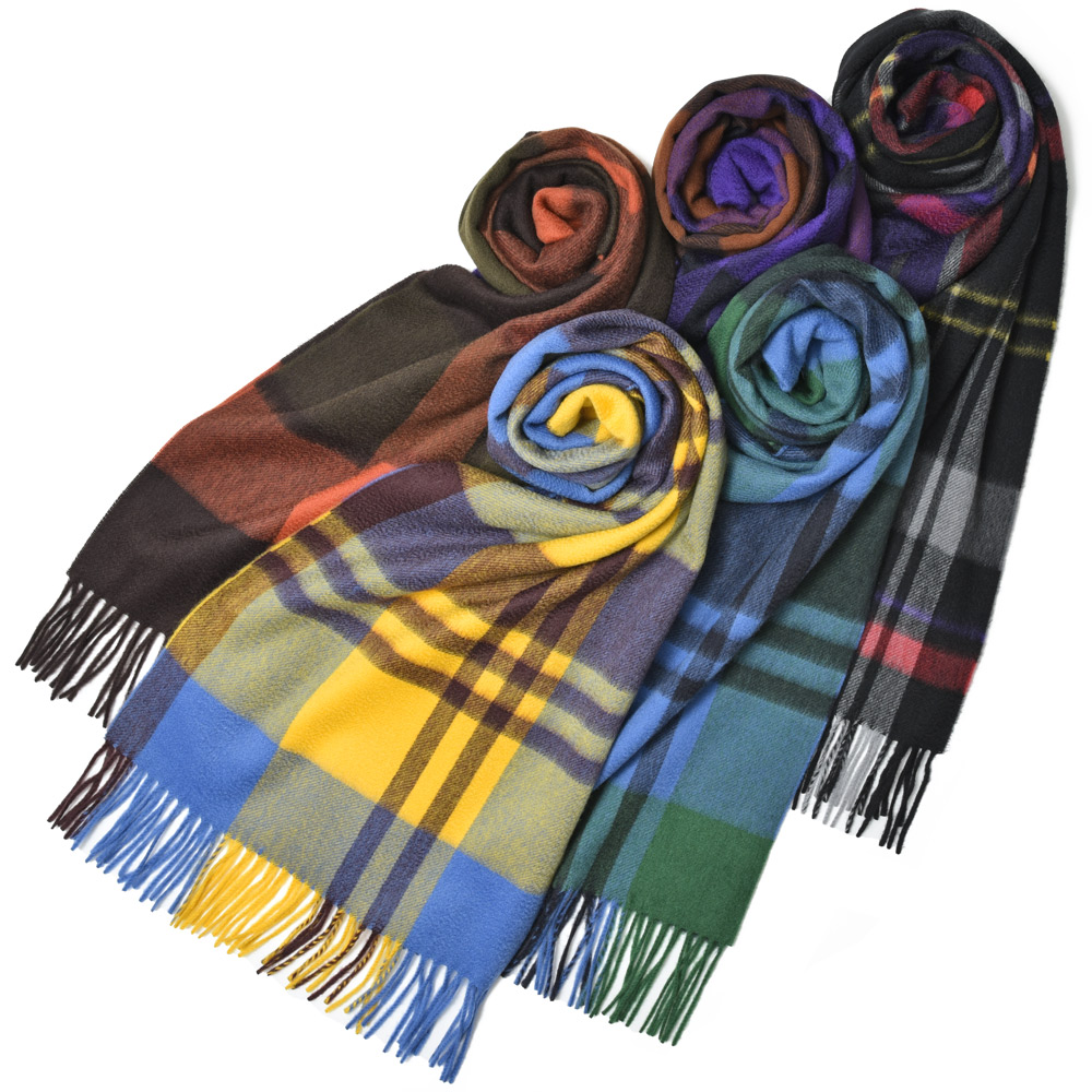 Joshua Ellis（ジョシュア エリス）カシミアチェックマフラー 35×190