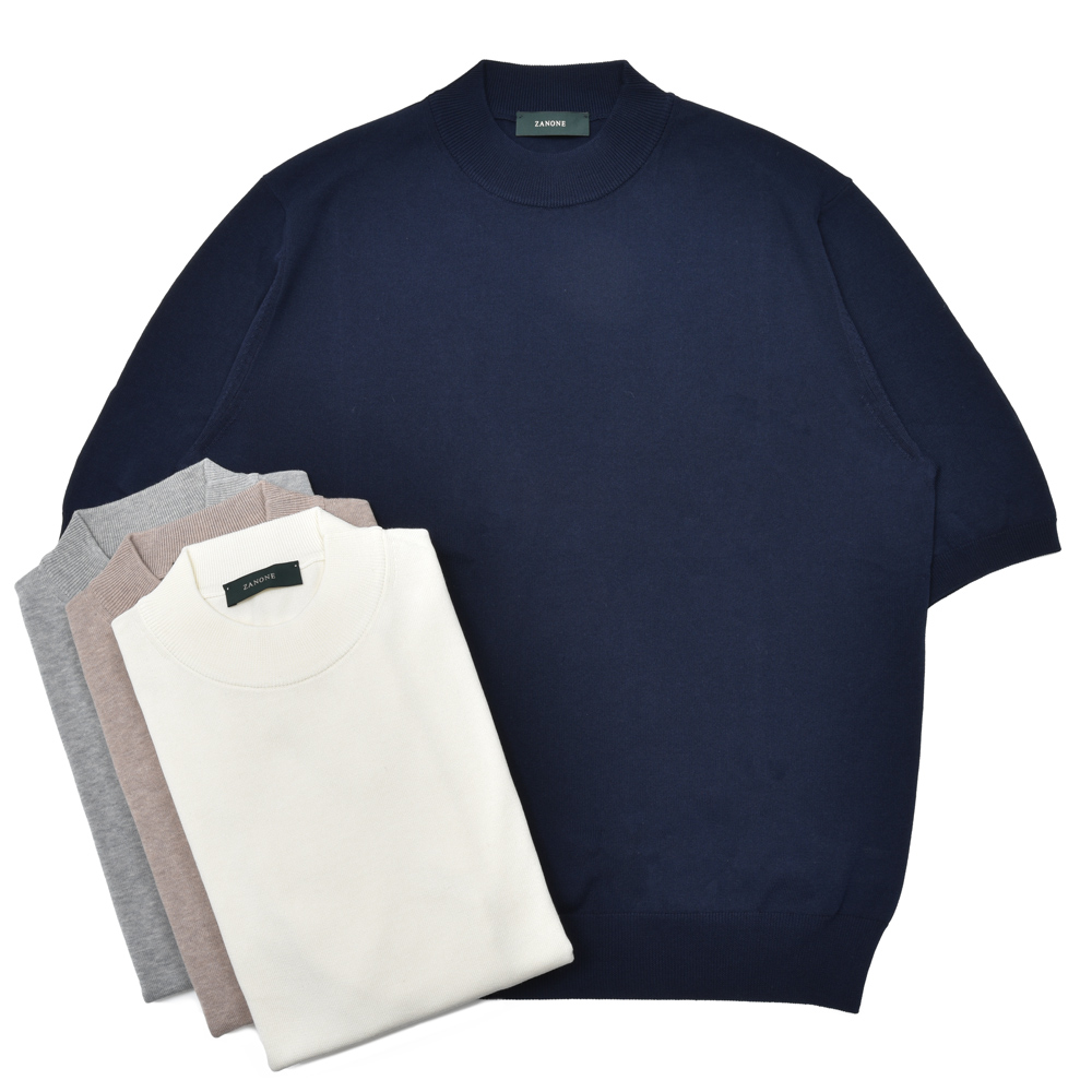 ZANONE（ザノーネ）12ゲージコットンクレープS/Sモックネックニット