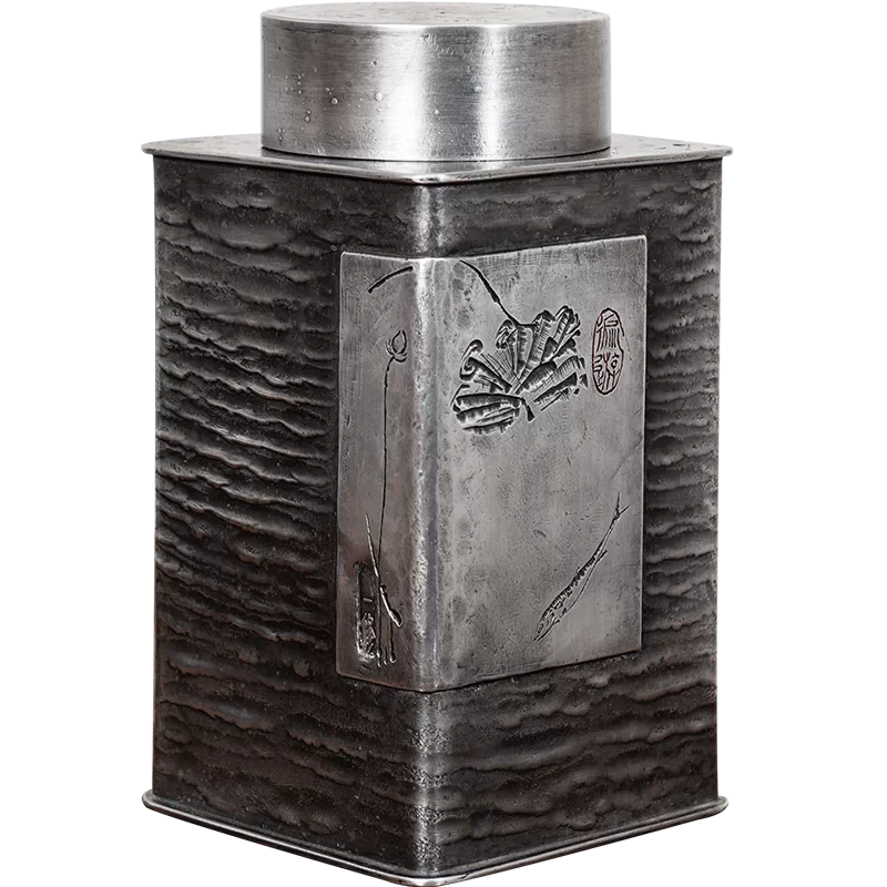 古錫 錫製 茶托 五客 唐物 中国 金属製 花弁形状 皿 風景