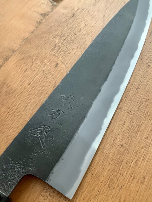 日野浦睦 Hinoura 黒打 梨地 青紙スーパー 菜切包丁 180mm 日野浦睦