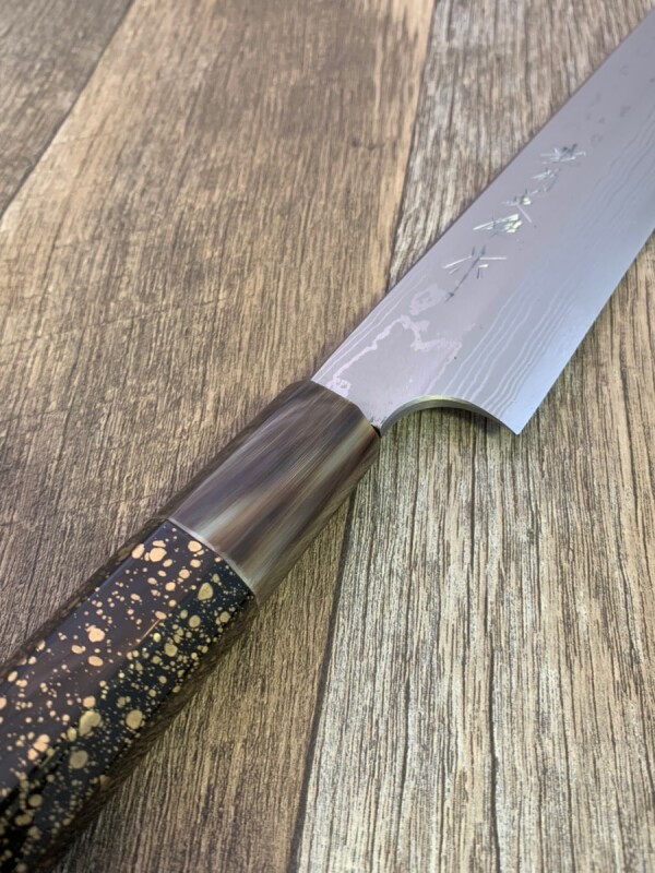 越前英雄作 伝統工芸士北岡英雄 積層青紙2号 切付柳刃240mm 水牛