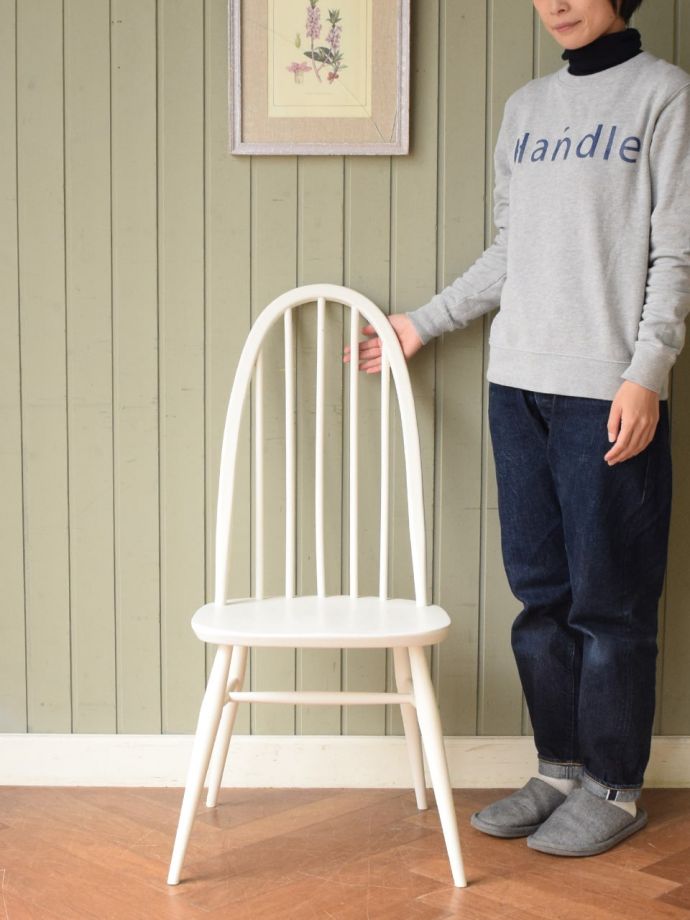 アーコール（ERCOL)社のビンテージチェア、白くペイントしたクエーカー
