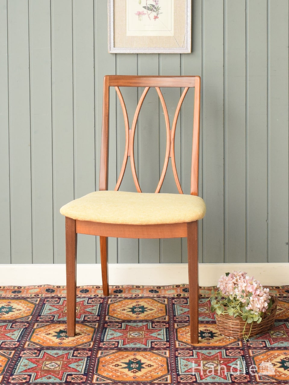 北欧テイストのヴィンテージチェア、チーク材のダイニングチェア