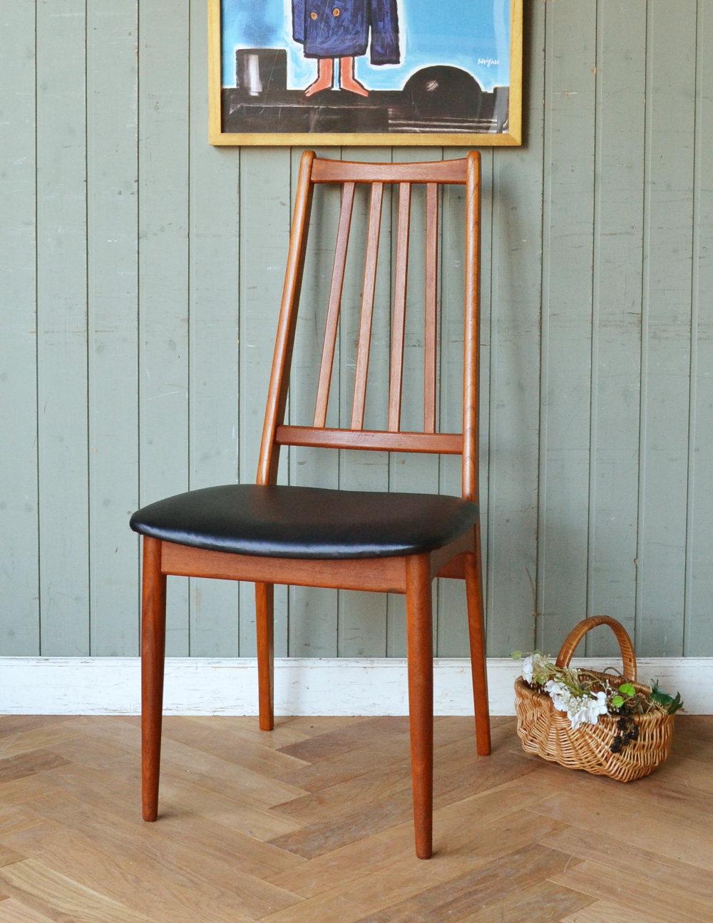 デンマーク製のヴィンテージチェア、チーク材のダイニングチェア(x-400