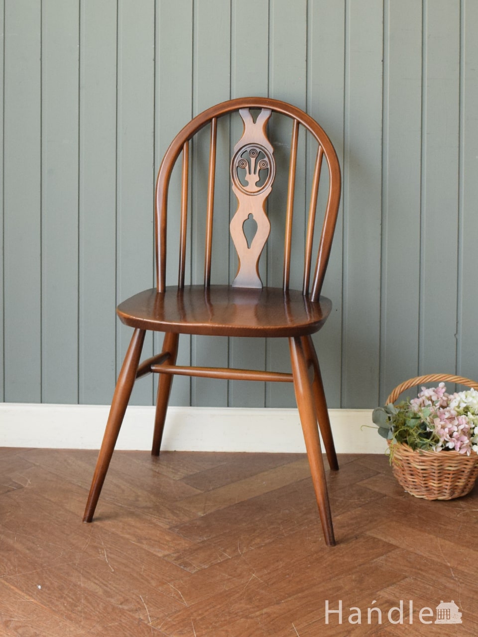 アーコールのフープバックアームチェア（6本・カスタード色・ハの字脚