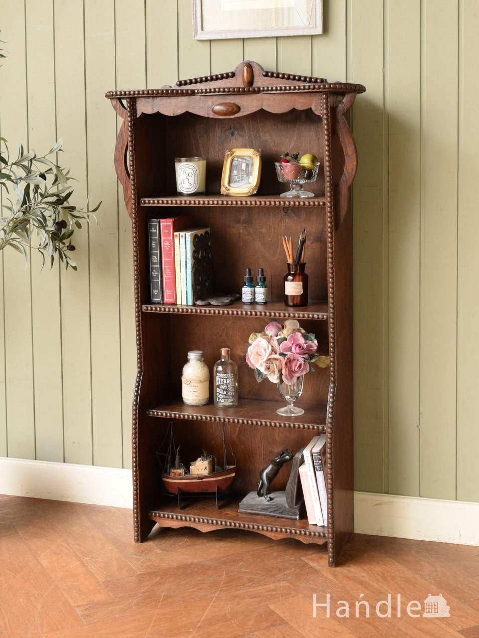 アンティークのおしゃれなオープンシェルフ、イギリスの重厚なオープン