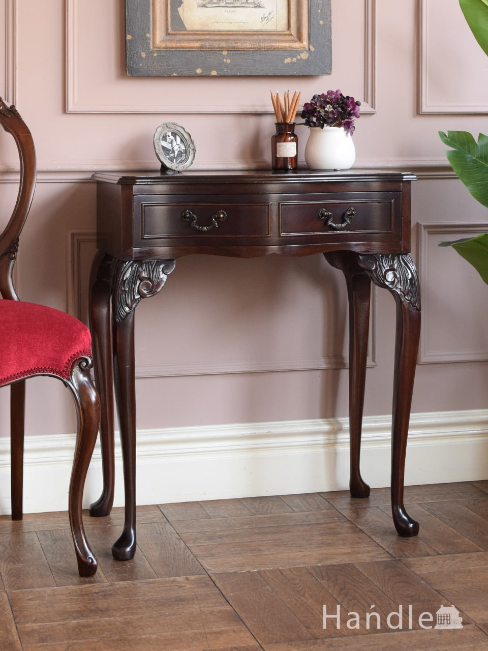 年末年始saleヴィンテージ 木製サイドテーブル 猫脚 引き出し付き 年末