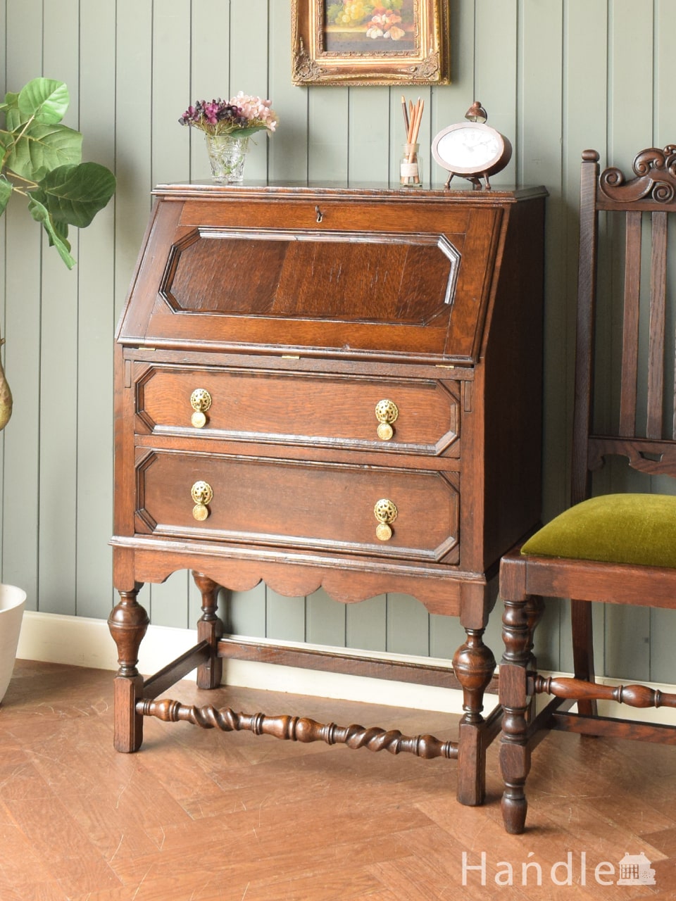 H110K64 イタリア製 象嵌細工 ライティングビューロー 鍵付き 2025年