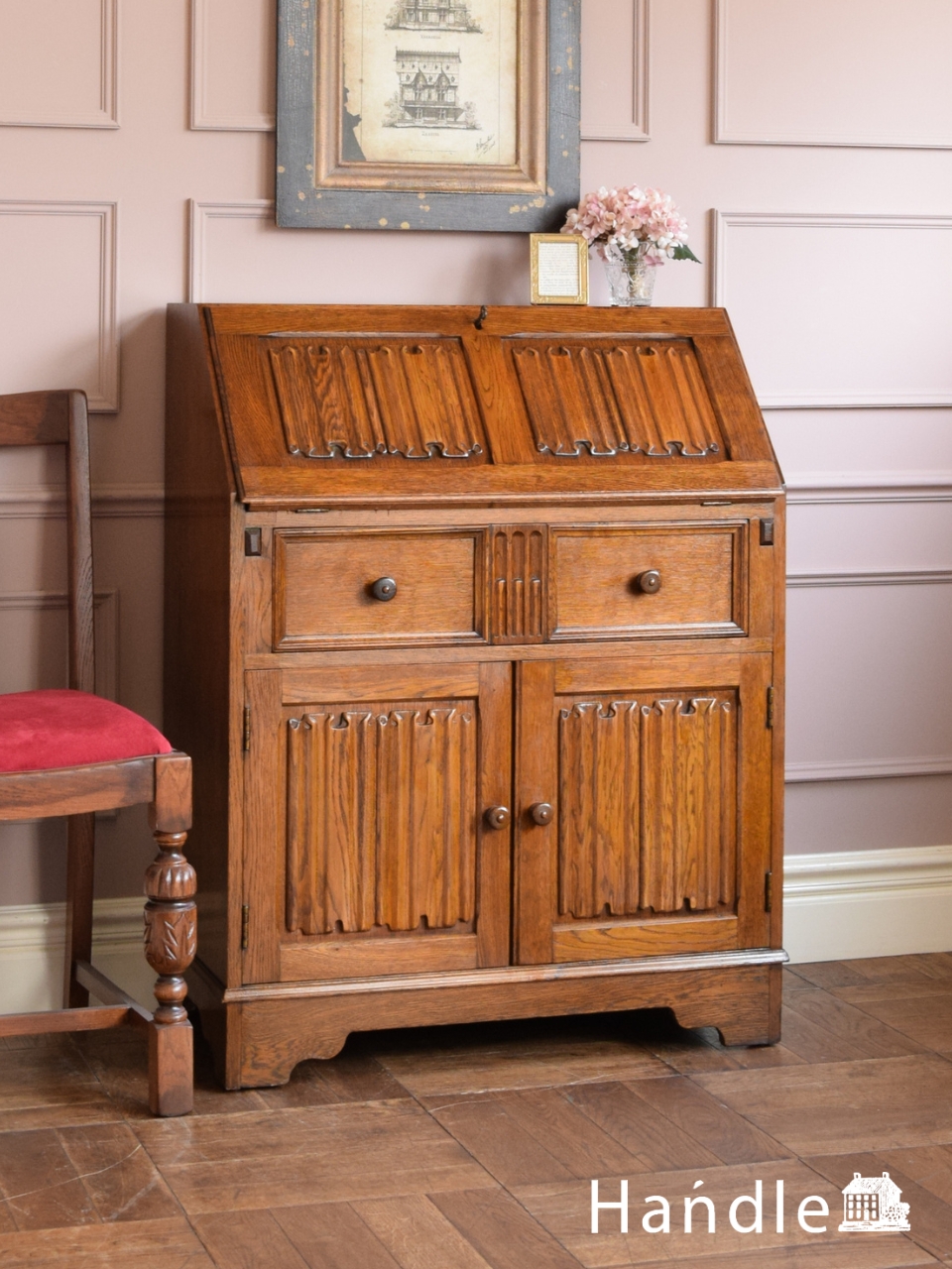 英国のアンティーク家具、お家のコーナーに置けるオーク材の