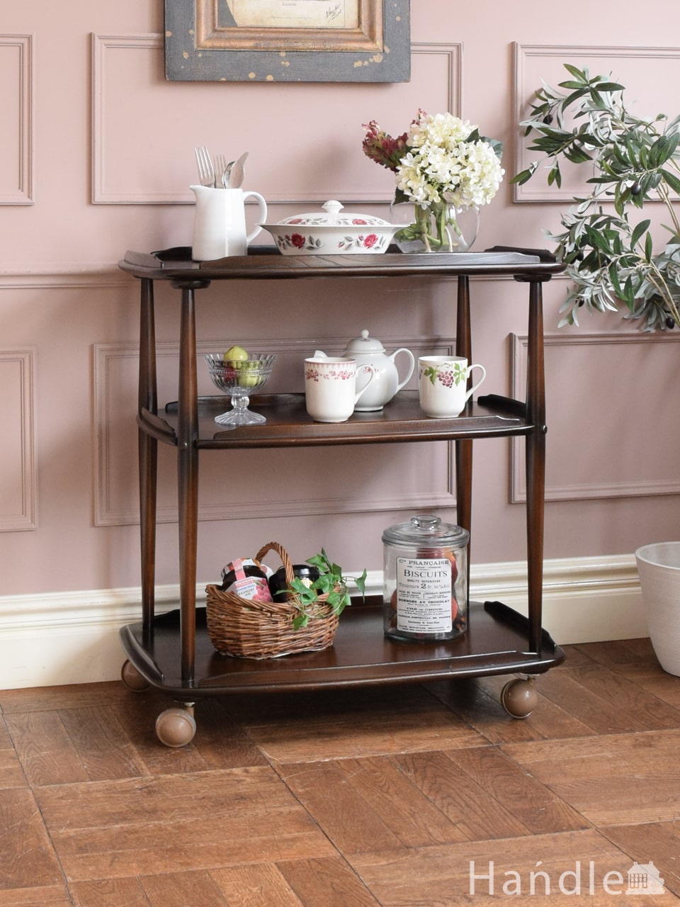 希少✨木製 アンティーク キッチンワゴン ワインホルダー レトロ 木彫