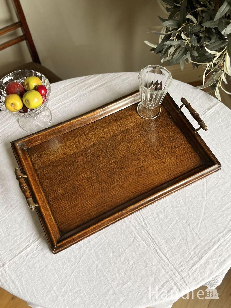 アンティークのトレイ、象嵌が美しい木製トレイ(m-7152-z