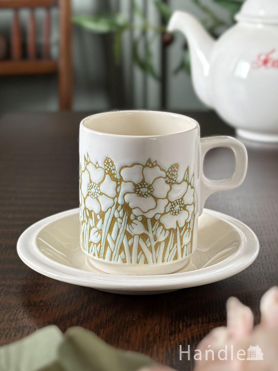 オールドノリタケの美しい陶磁器、可憐なお花のアンティークカップ