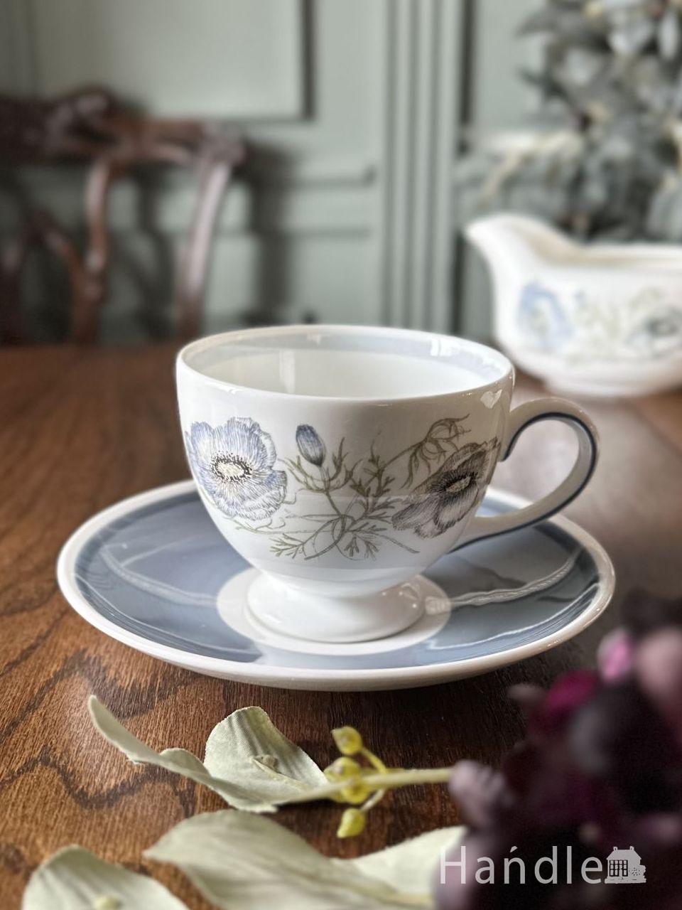 青いお花が描かれたグレンミストのカップ＆ソーサー、スージークーパー