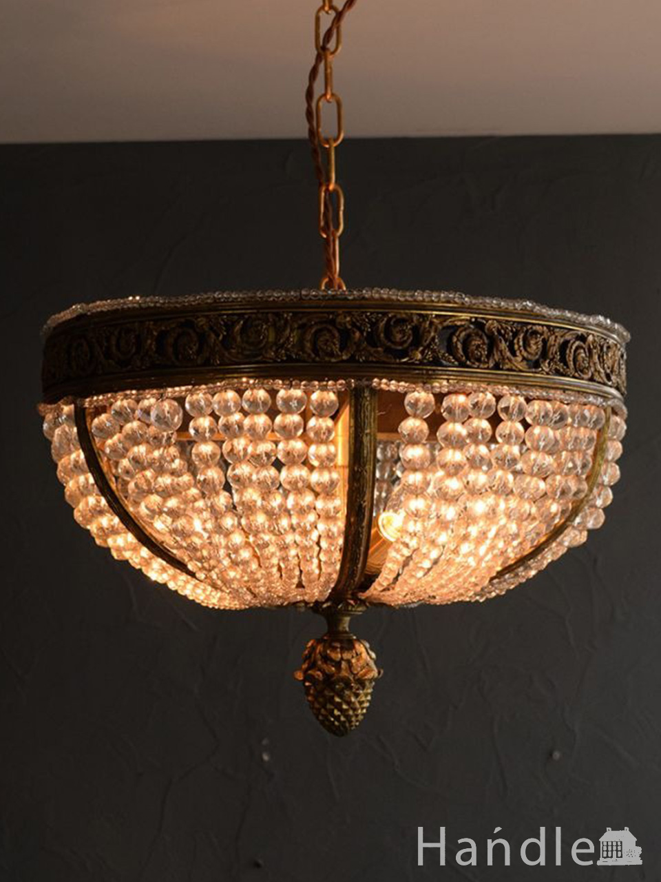 フランスで見つけた豪華なアンティークシャンデリア (3灯)（E17