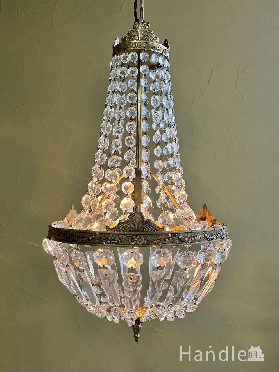 お花をキュッと束ねたフランスのアンティークシャンデリア(3灯)（E17