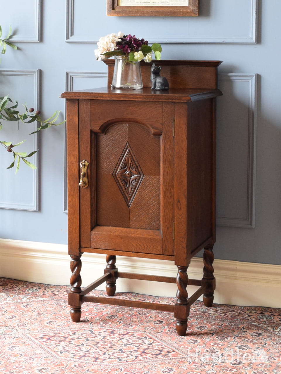 アンティークの英国家具、大理石天板のナイトテーブル(z-001-f