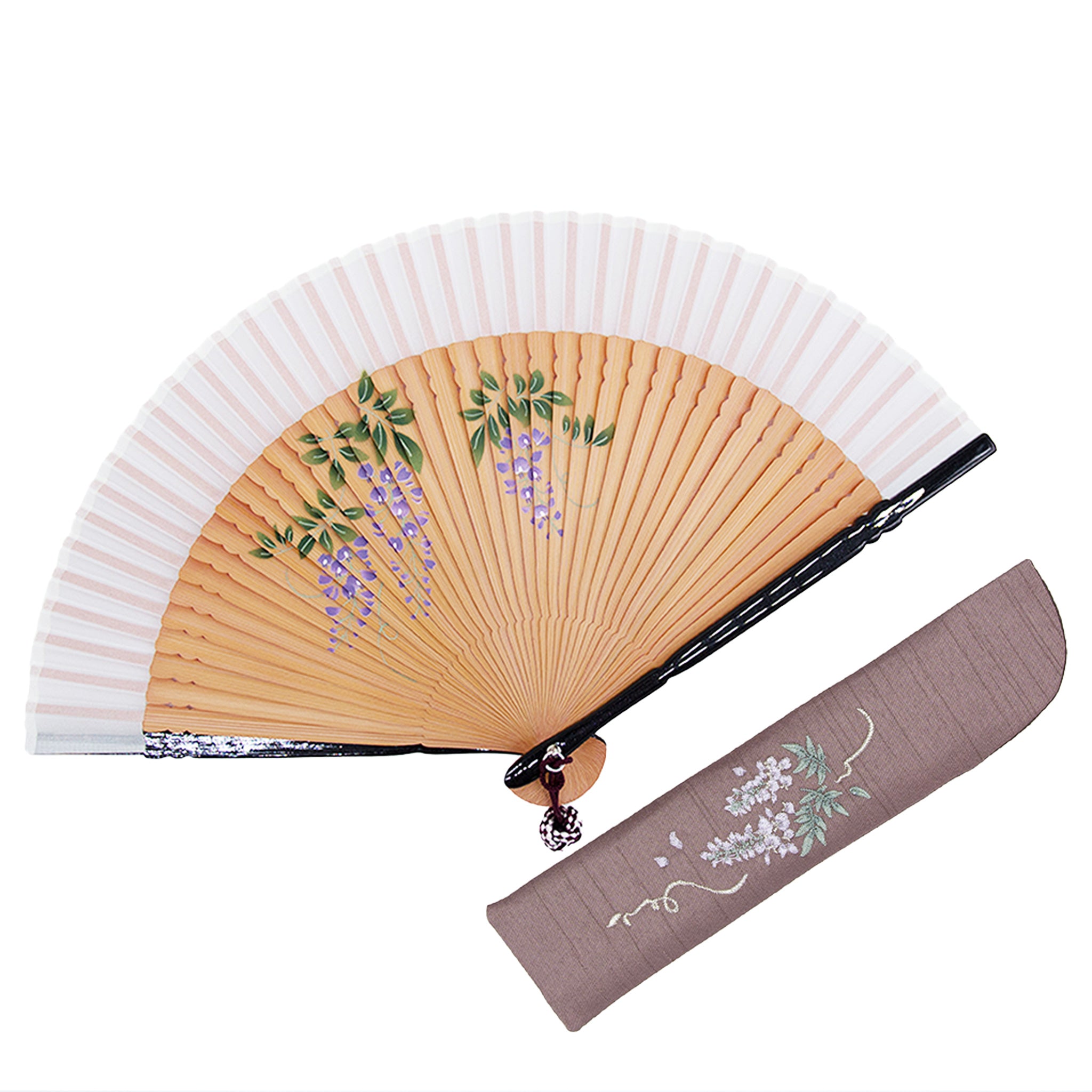 白竹堂 藤の花 扇子 専用ケース付き 白竹堂 藤の花 扇子 専用ケース