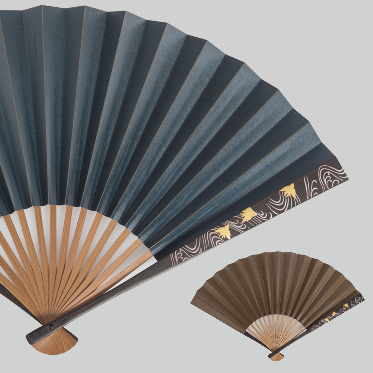 箔一 hakuichi 金箔 金沢箔 金沢 工芸品 柿渋脇漆扇子 孔雀(緑茶)