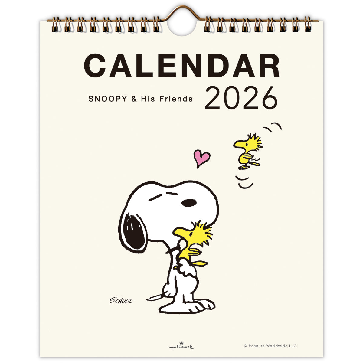 スヌーピー縦型【壁掛け｜二つ折りカレンダー小 2026】日本ホール