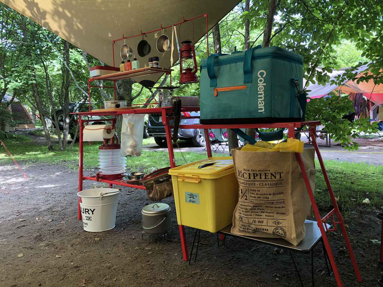 ネイチャートーンズ キッチンカウンターテーブル】キャンプで実際に