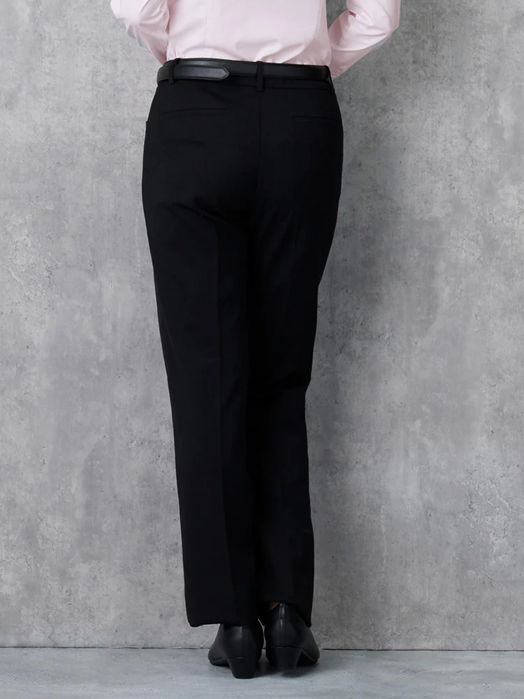 ウォッシャブル】パンツ ストレート 黒無地 ビエラスティコ 無地 ViVi