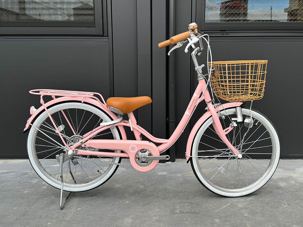 HACCHI 子供用自転車 ピンク バスケット・両立スタンド付き HACCHI