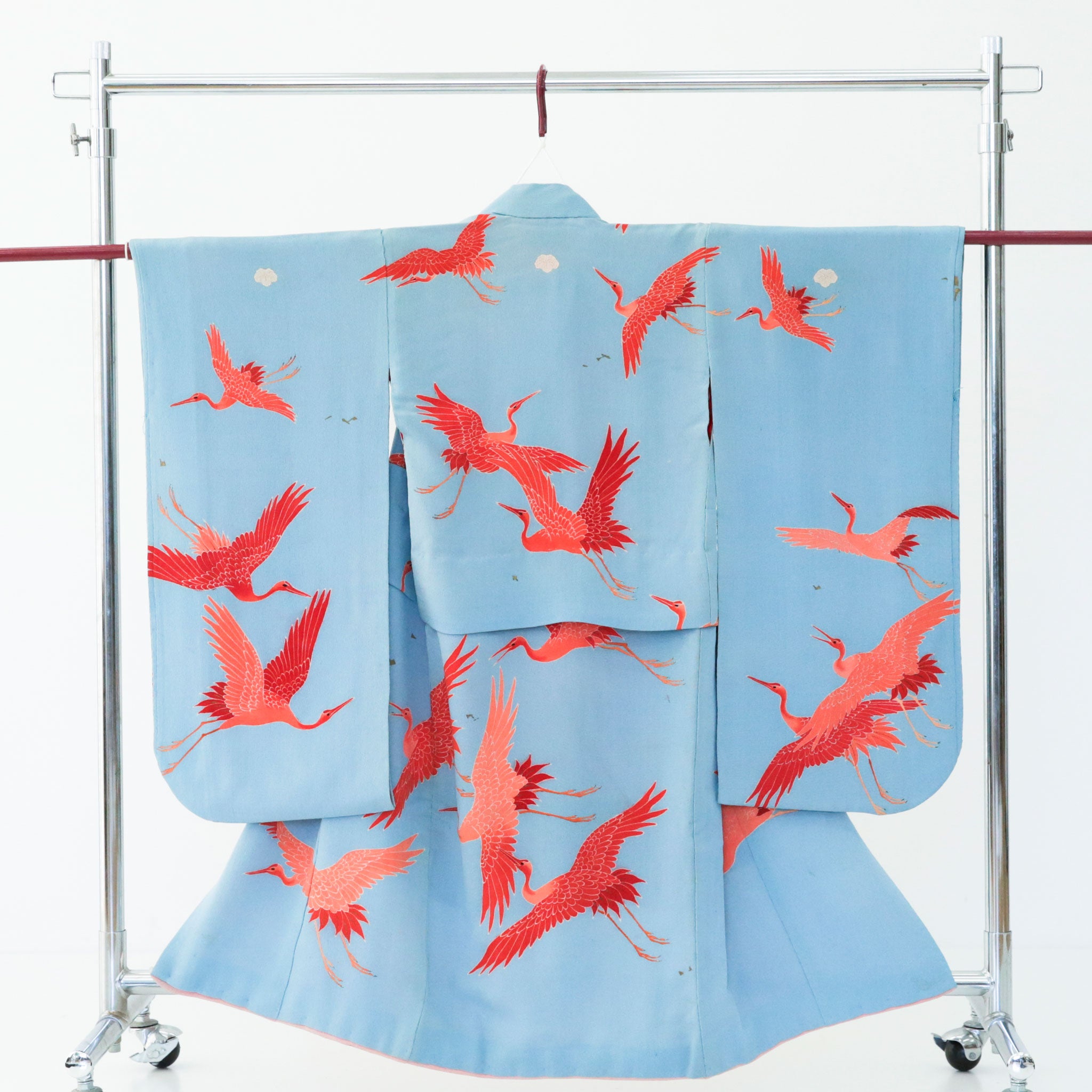 七五三】アンティーク着物 3歳（水色・鶴）セット｜heartmelt