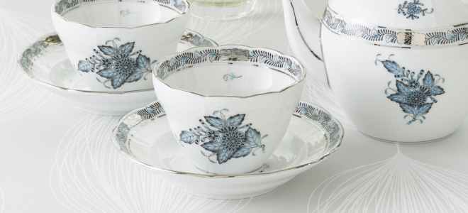 アポニー・ターコイズ・プラチナ] オリエンタルカップ&ソーサー