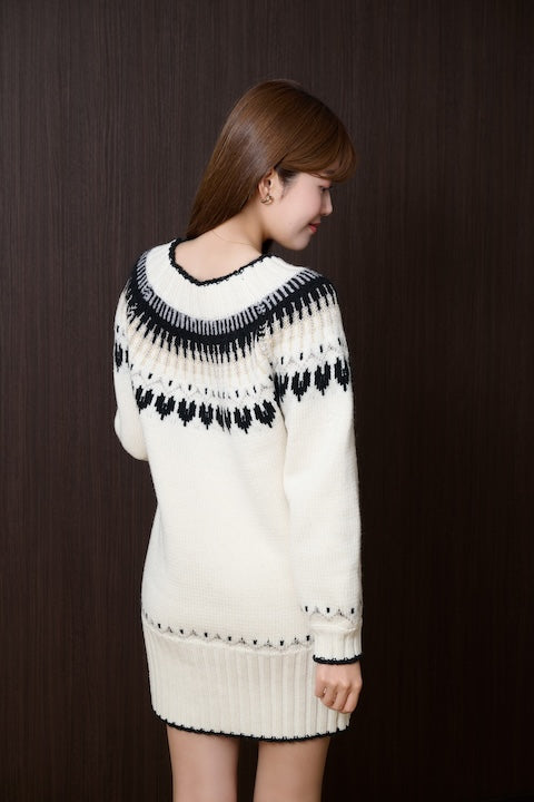 Heart Fair Isle Knit Mini Dress