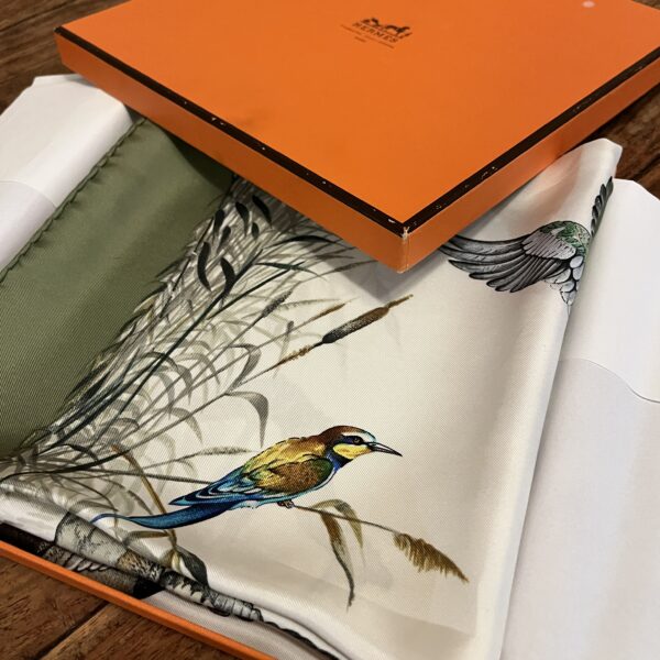 Hermes Scarf Halte en Camargue Robert Dallet Birds Green