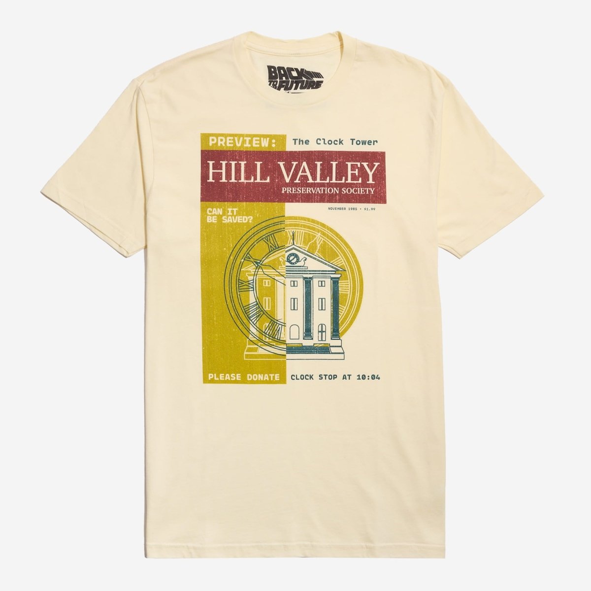 Back to the Future Hill Valley Natural Tee | Heroes & Villains