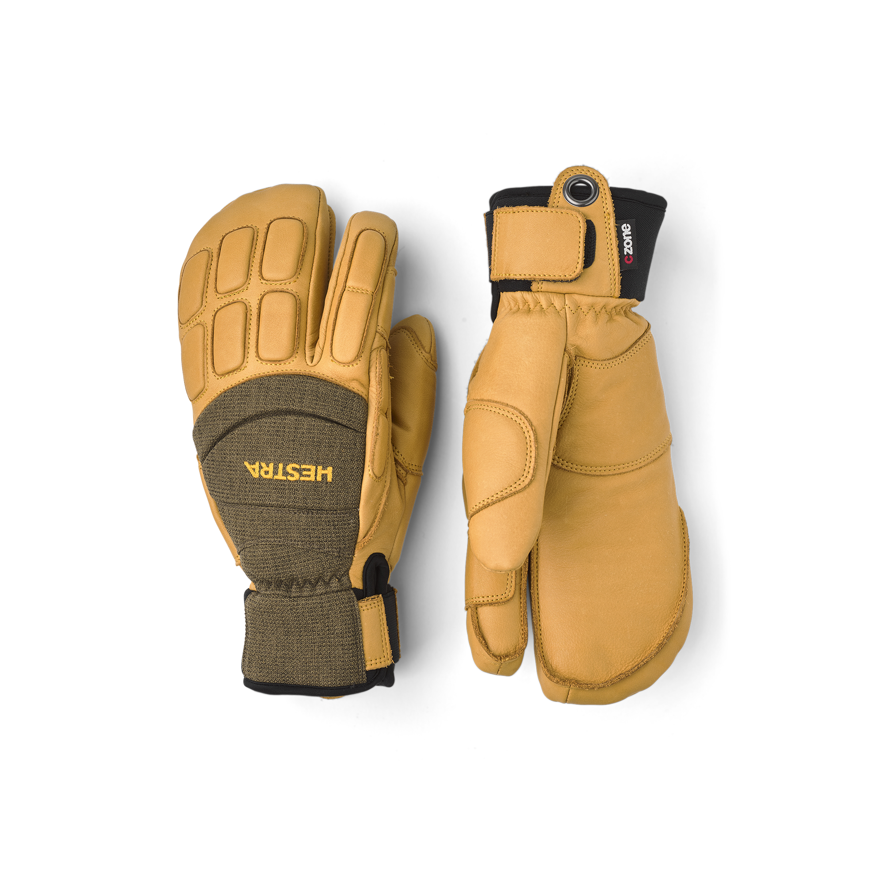 Vertical Cut CZone 3-finger - Olive & tan | Hestra Gloves