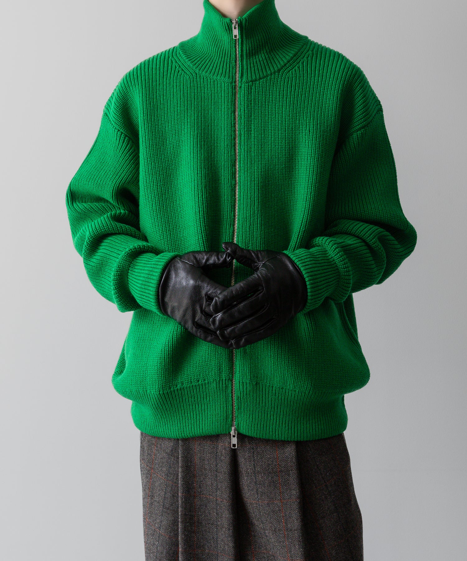 ssstein / シュタイン】OVERSIZED DRIVERS KNIT ZIP JACKET - GREEN