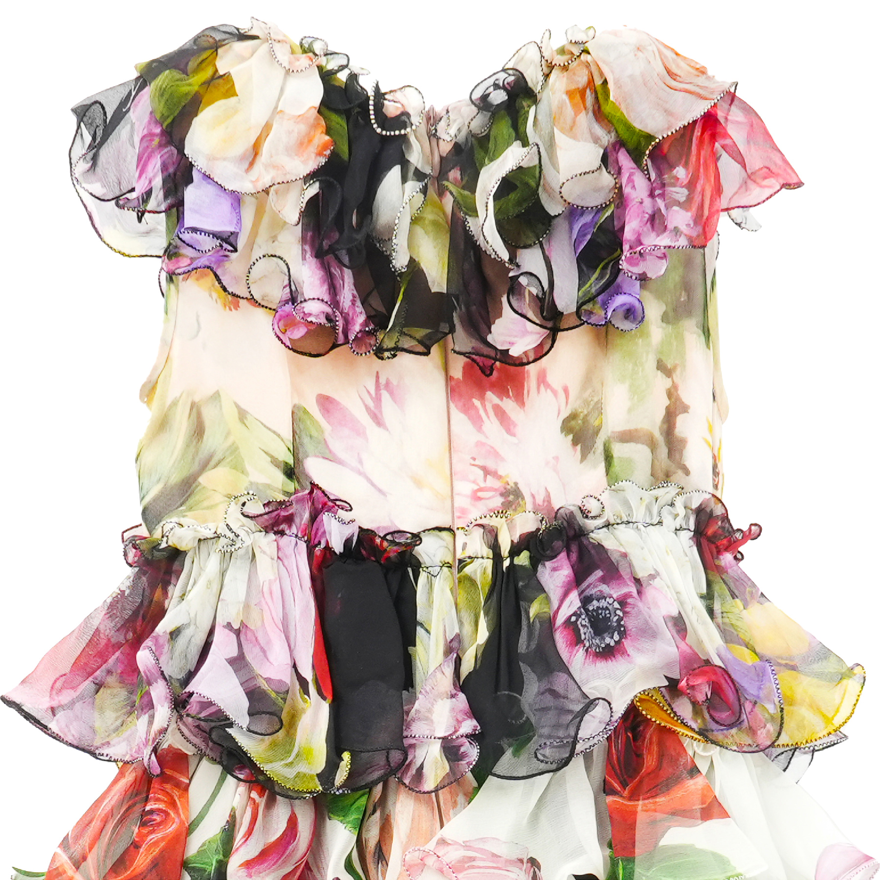 DOLCE ＆ GABBANA 花柄プリント シルクロングドレス