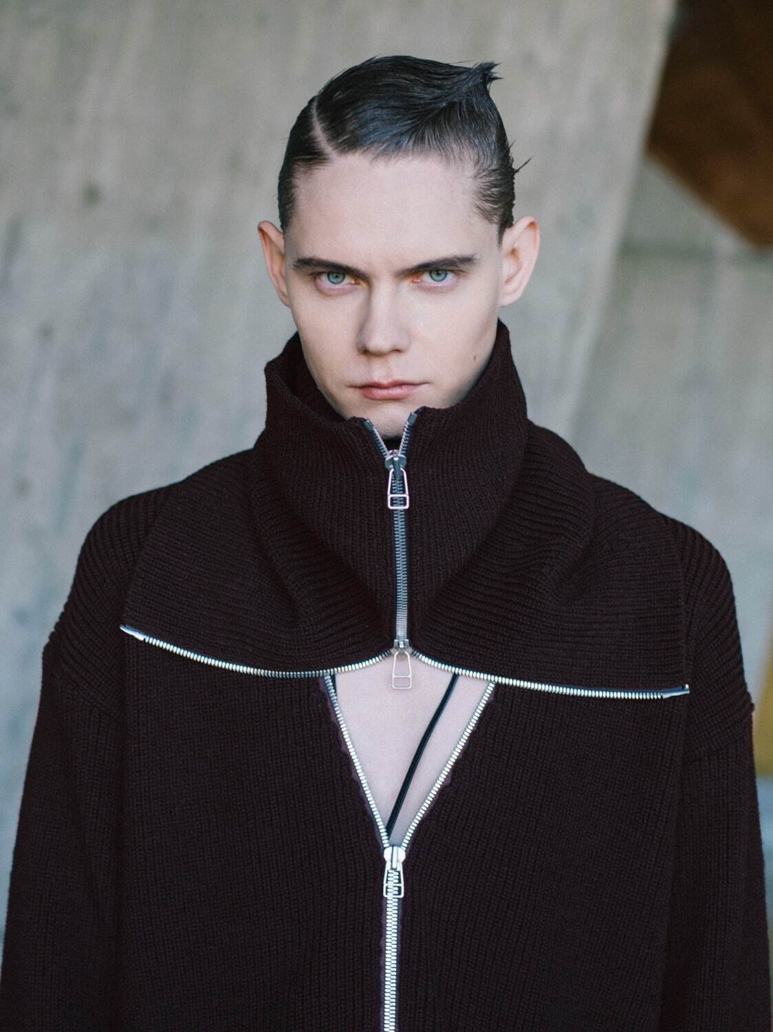 2024-25AW JOHNLAWRENCESULLIVAN ZIPPED KNIT NECK GAITER - BLACK