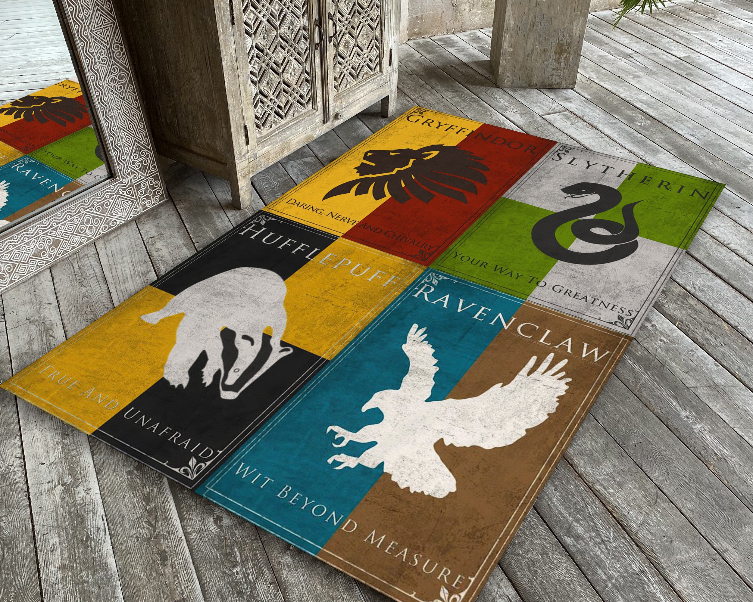 Vintage Harry Potter Rug, Fantastic Movie Mat, Gryffindor