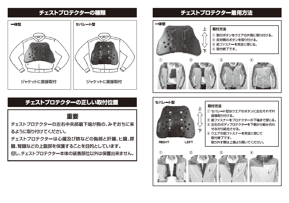 テクセルセパレートチェストプロテクター（ベルトタイプ）(F ブラック