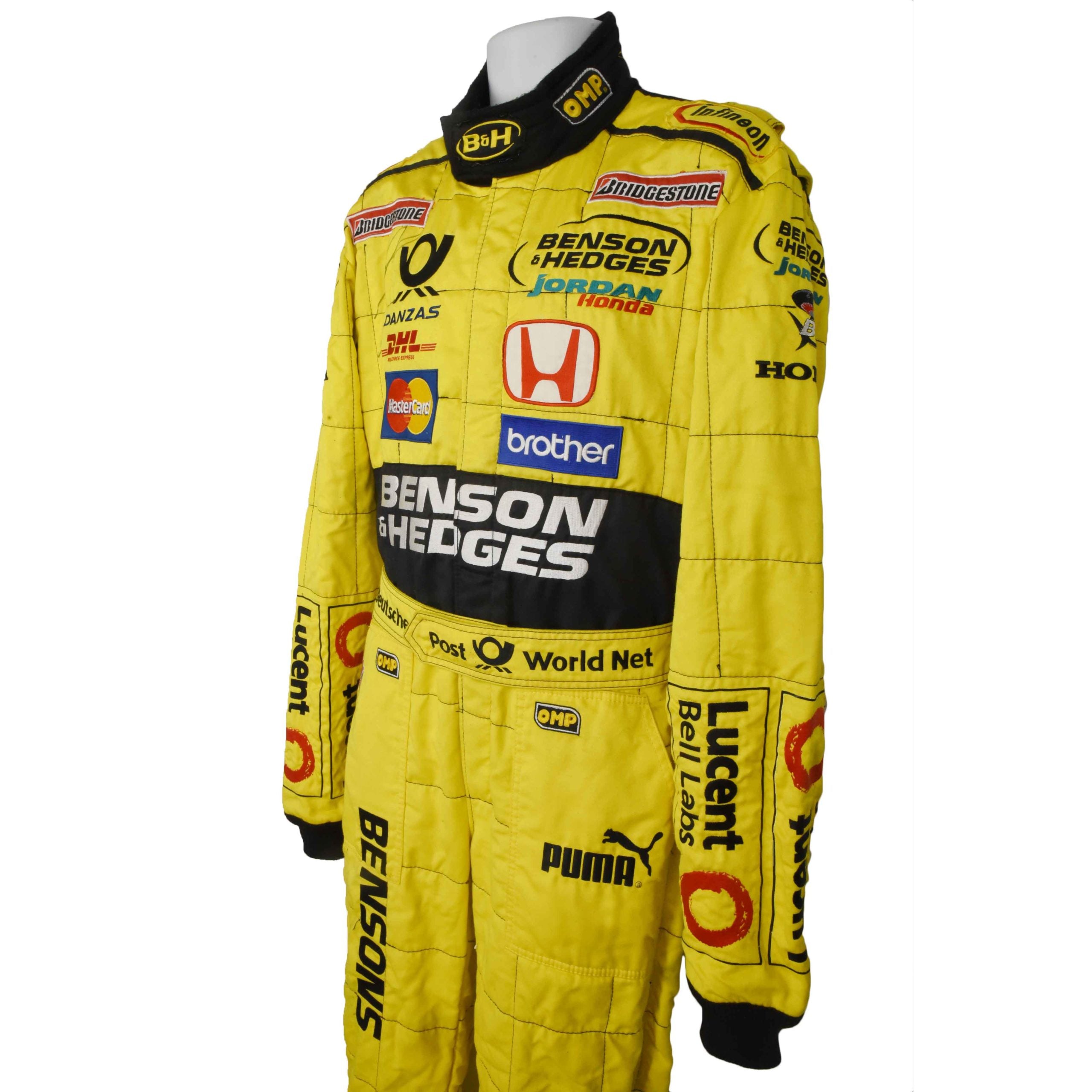 2001 Justin Wilson Signed Test Used Benson & Hedges Jordan F1 Suit