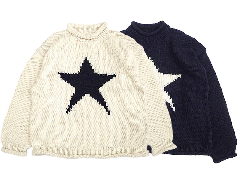 THRIFTY LOOK】STAR HAND KNIT ROLL CREW – ホーリースモーク