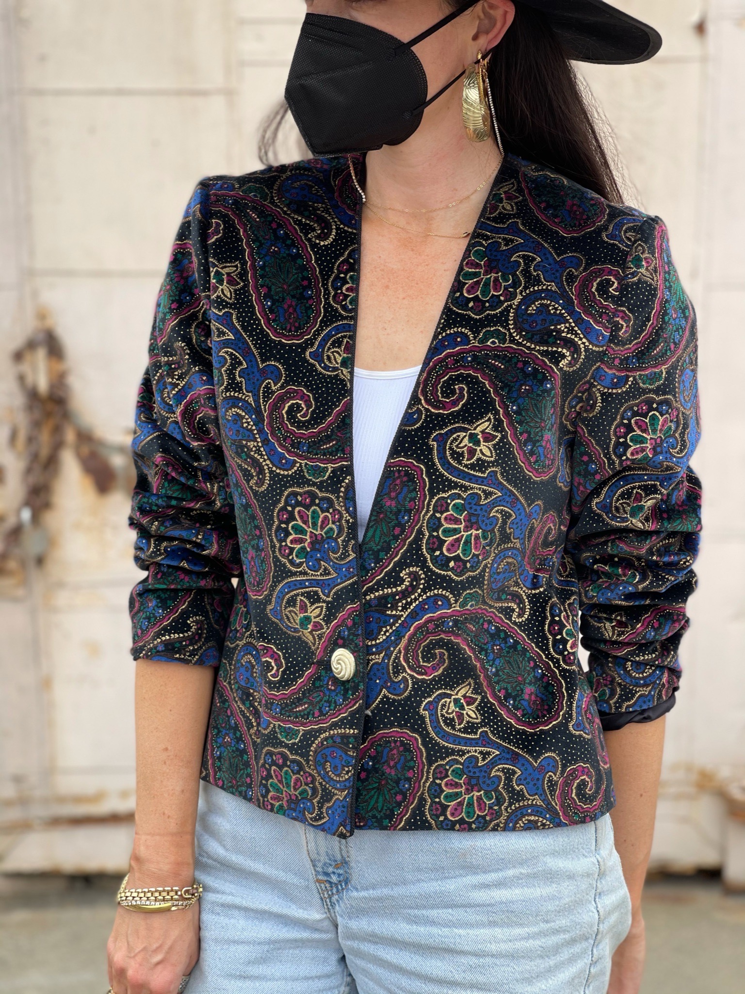 80s Paisley Velvet Cropped Jacket – Medium → Hotbox Vintage