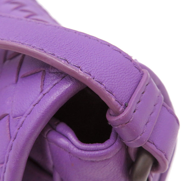 ボッテガヴェネタ BOTTEGA VENETA イントレチャート パープル レザー