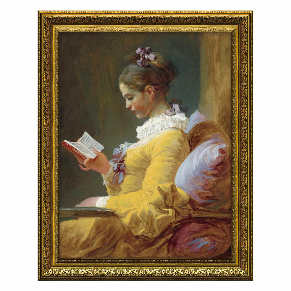 水晶画 フラゴナール 読書する娘 名画 絵画 貴石画 宝石画 アート