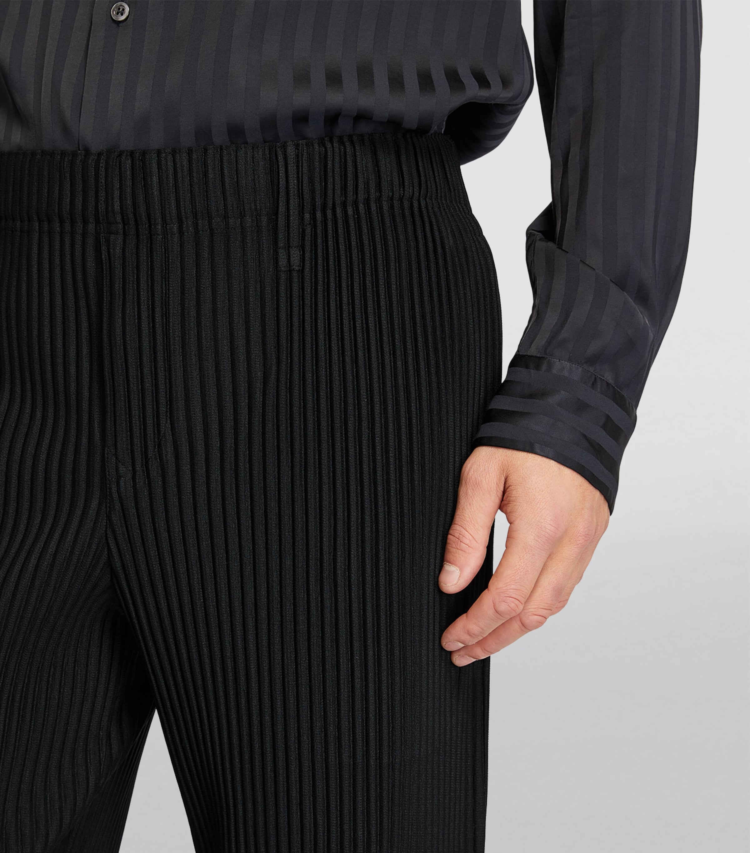 Homme Plissé Issey Miyake Black Pleated Straight Trousers | Harrods CA