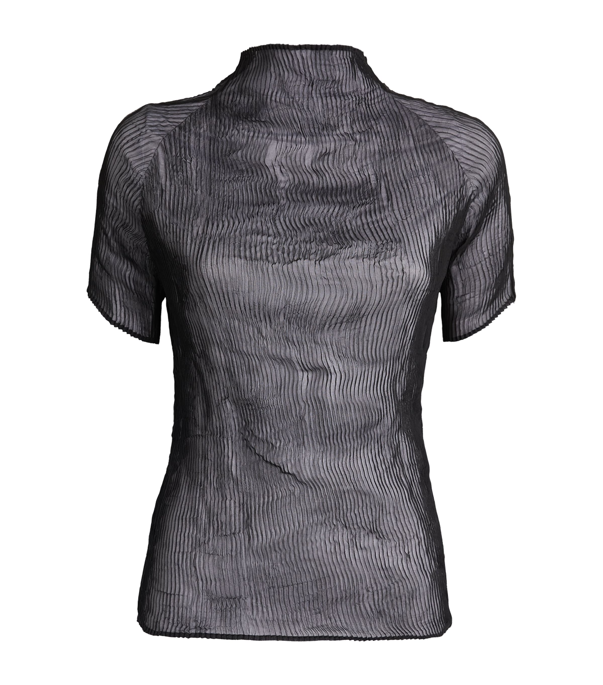 Issey Miyake Black Semi-Sheer Chiffon Twist Top | Harrods US