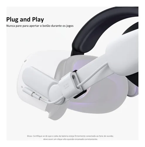 Kiwi Design Bateria Head Strap 6400mah Para Meta Quest 2 Branco