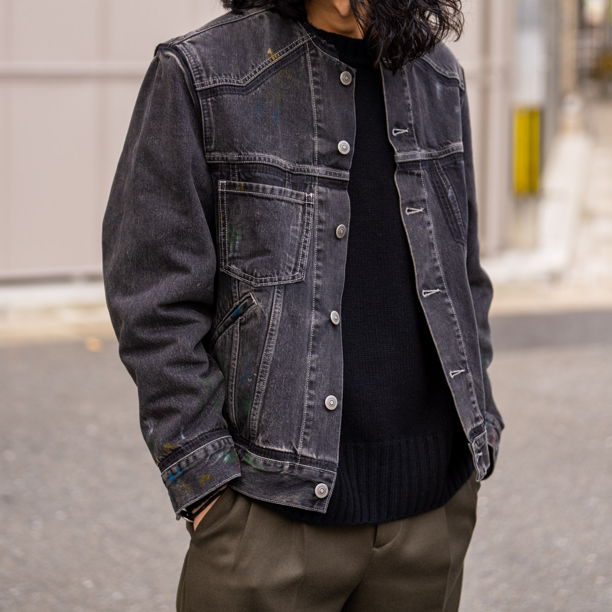メゾンマルジェラのノーカラーデニムジャケット | HUES 福岡セレクト