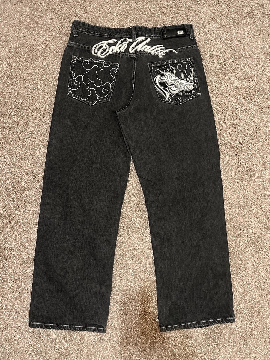 VTG Ecko Unltd Rhino Embroidered Jeans 36 | eBay