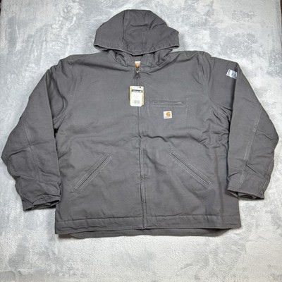Carhartt Jacket Mens 2XL Gray Sherpa Lined Hooded Full Zip