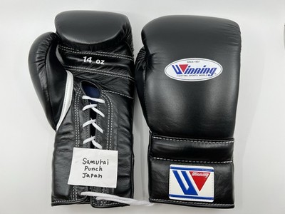 Winning Boxing Gloves 14oz MS-500 Black Lace-up Pro Training Gear