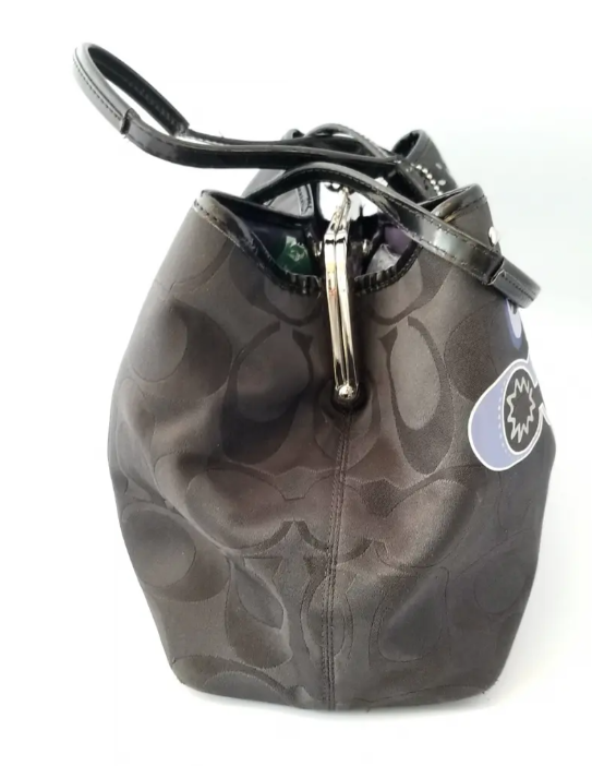 Coach Black Signature C Graffiti Optic Kiss Lock Tote/Satchel | eBay